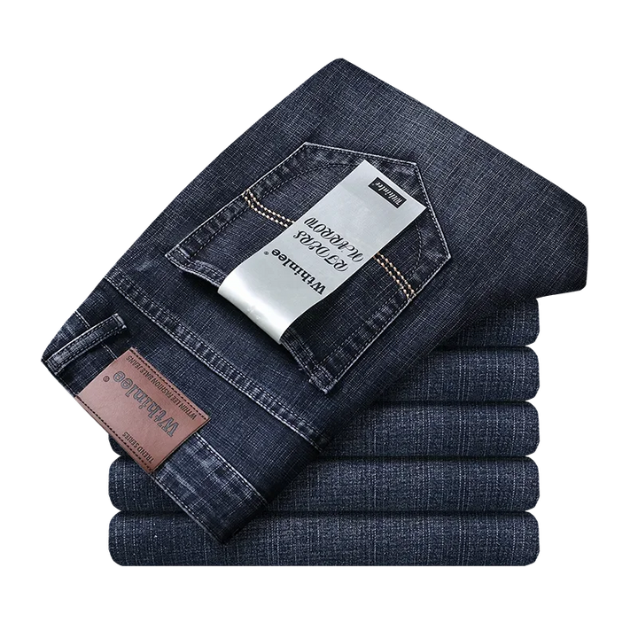 Stylish men's durable jeans in a classic denim wash, offering stretch and a straight leg design.