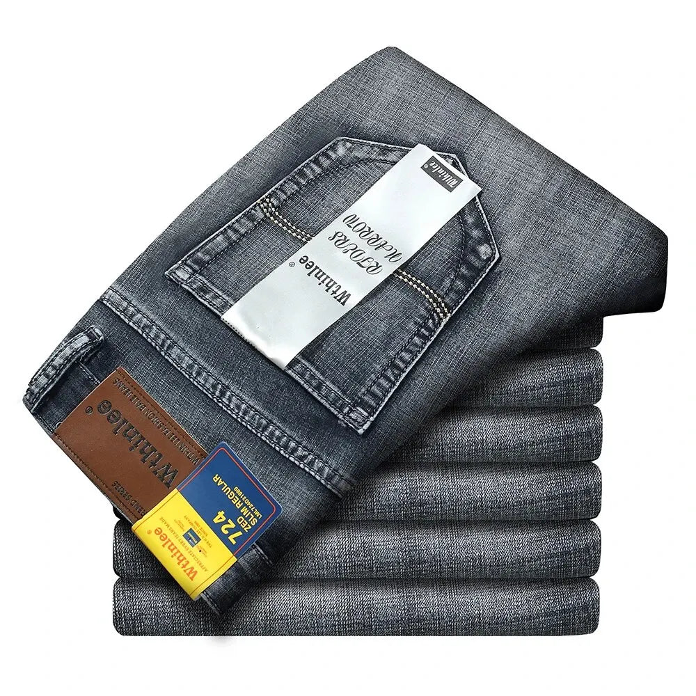 Men's casual wear stretch pants, durable denim with a comfortable straight leg fit for everyday.