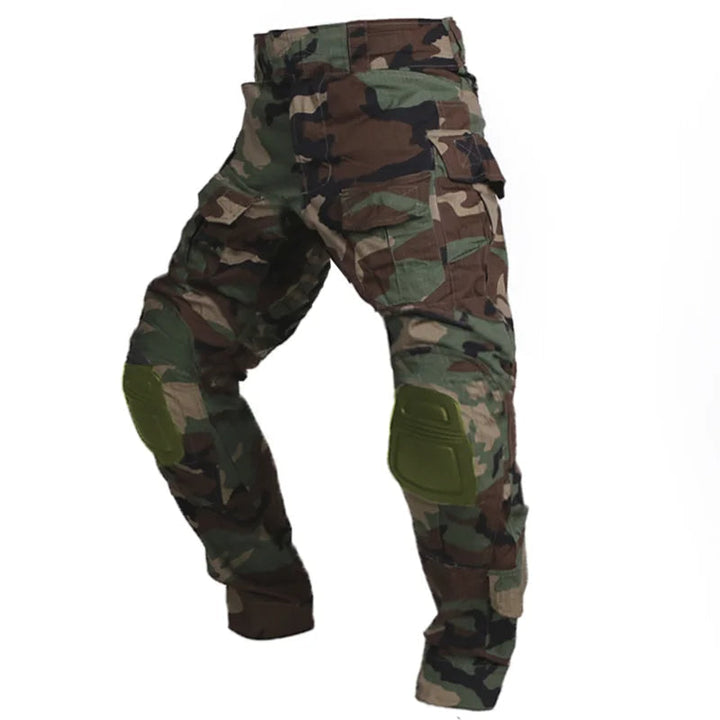Versatile men's tactical cargo pants, great for work, outdoors, & adventure, featuring knee pads.