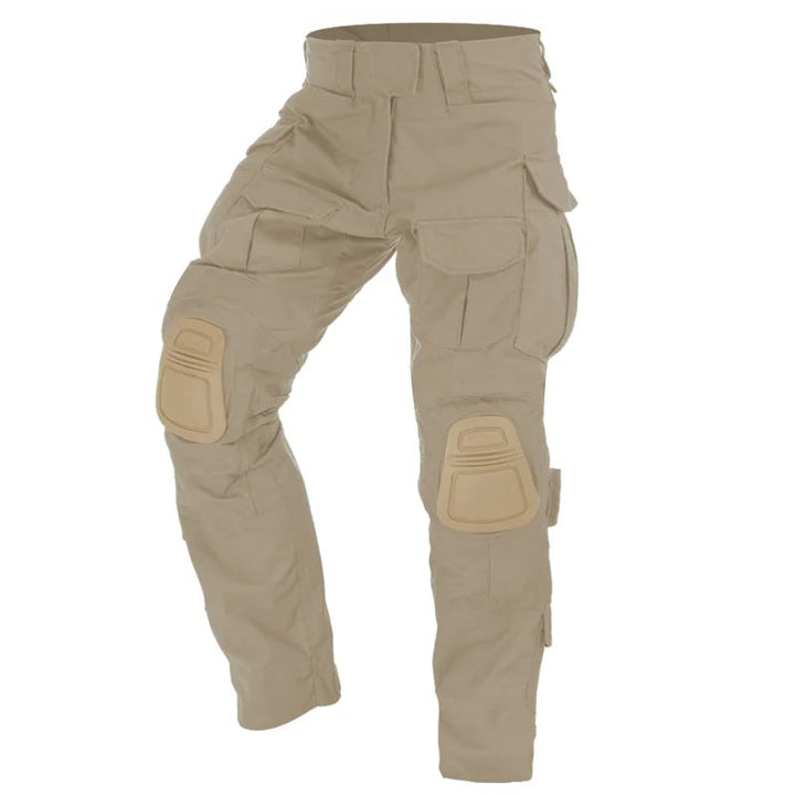 Full view of men's durable tactical cargo pants, essential workwear & outdoor gear with knee pads.