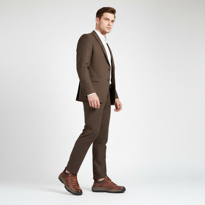 Stylish men's business casual lace-up leather shoes, designed for orthopedic comfort and slip-resistant grip.