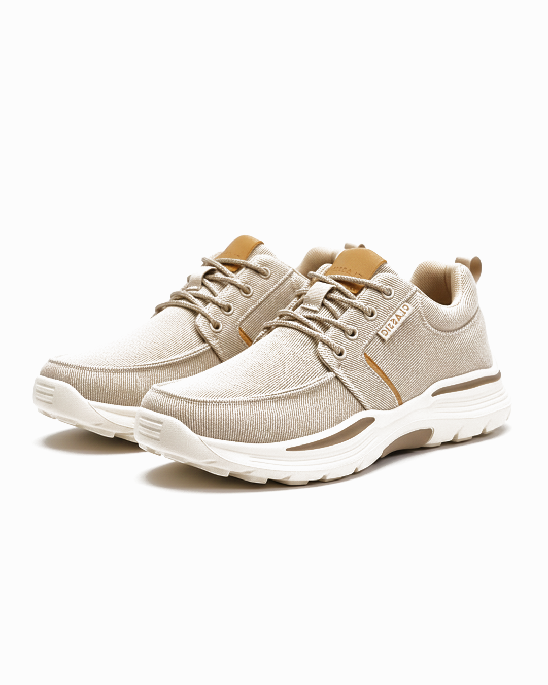Men's Everyday Canvas Comfort Sneakers in khaki, perfect for casual wear, lightweight & breathable.