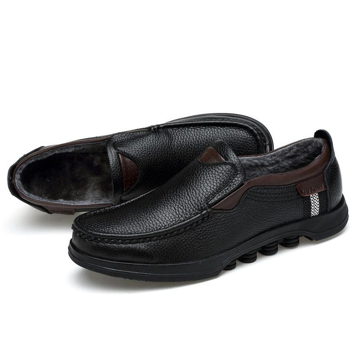 Men's casual footwear: Faux leather slip-on loafers with durable sole.