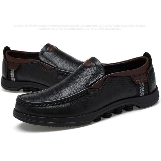 Men's fashion essentials: Faux leather slip-on loafers for a refined casual look.