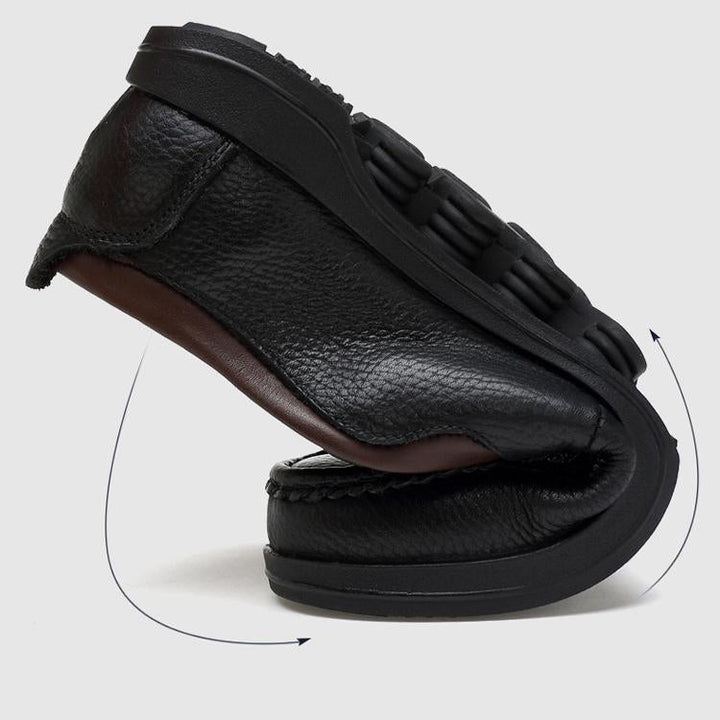 Stylish men's faux leather loafers for easy slip-on and go.