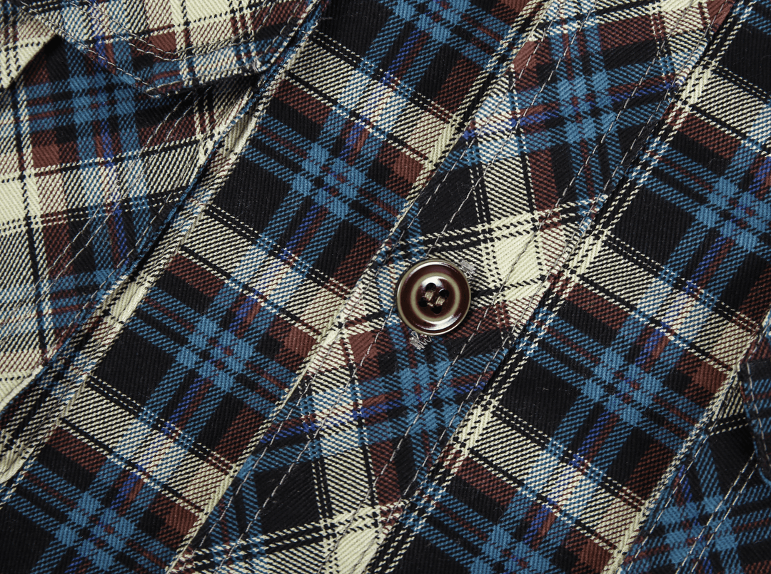 Back view of a men's red wine button-up flannel lined jacket, showing the classic plaid pattern and relaxed fit