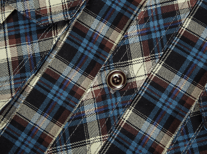 Back view of a men's red wine button-up flannel lined jacket, showing the classic plaid pattern and relaxed fit