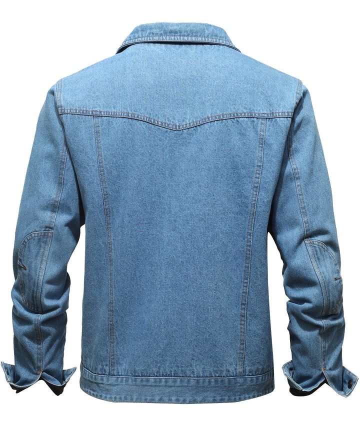 Multiple Men's Flannel Lined Denim Shirt Jackets in various sizes, winter apparel collection