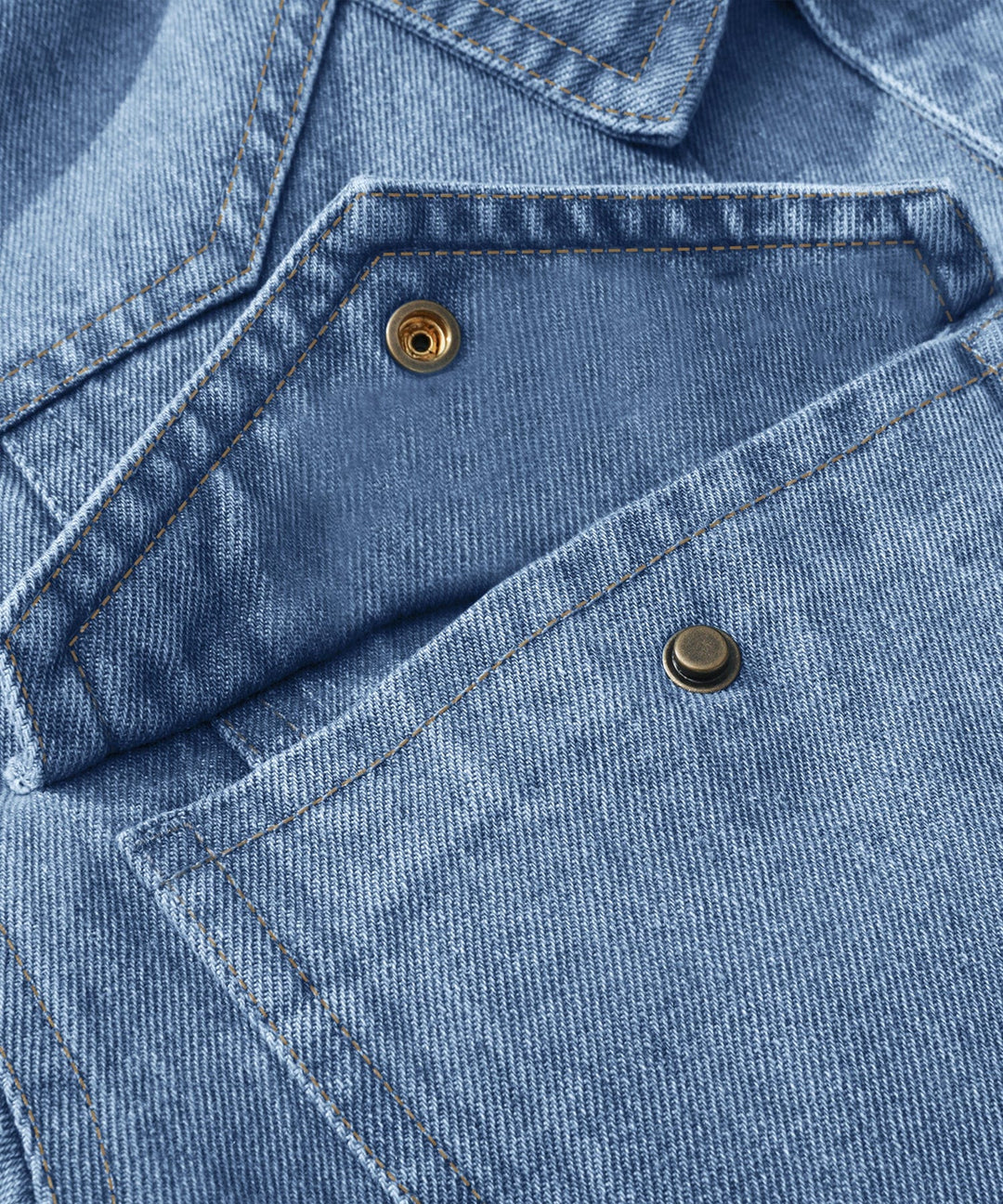 Detail of collar on Men's Flannel Lined Denim Shirt Jacket, classic casual outerwear styling