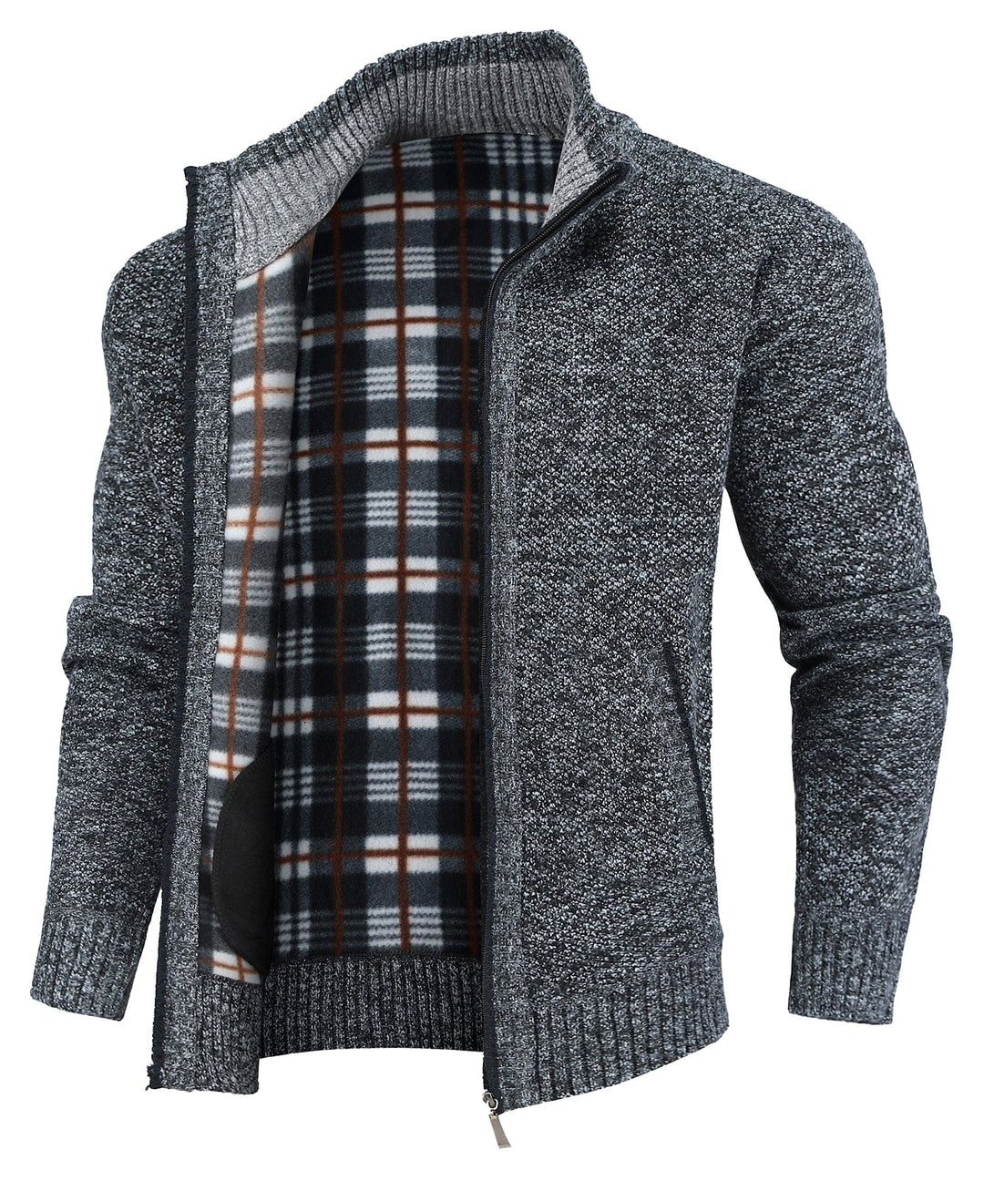 Men's flannel-lined full-zip sweater, a warm and casual winter outerwear piece.