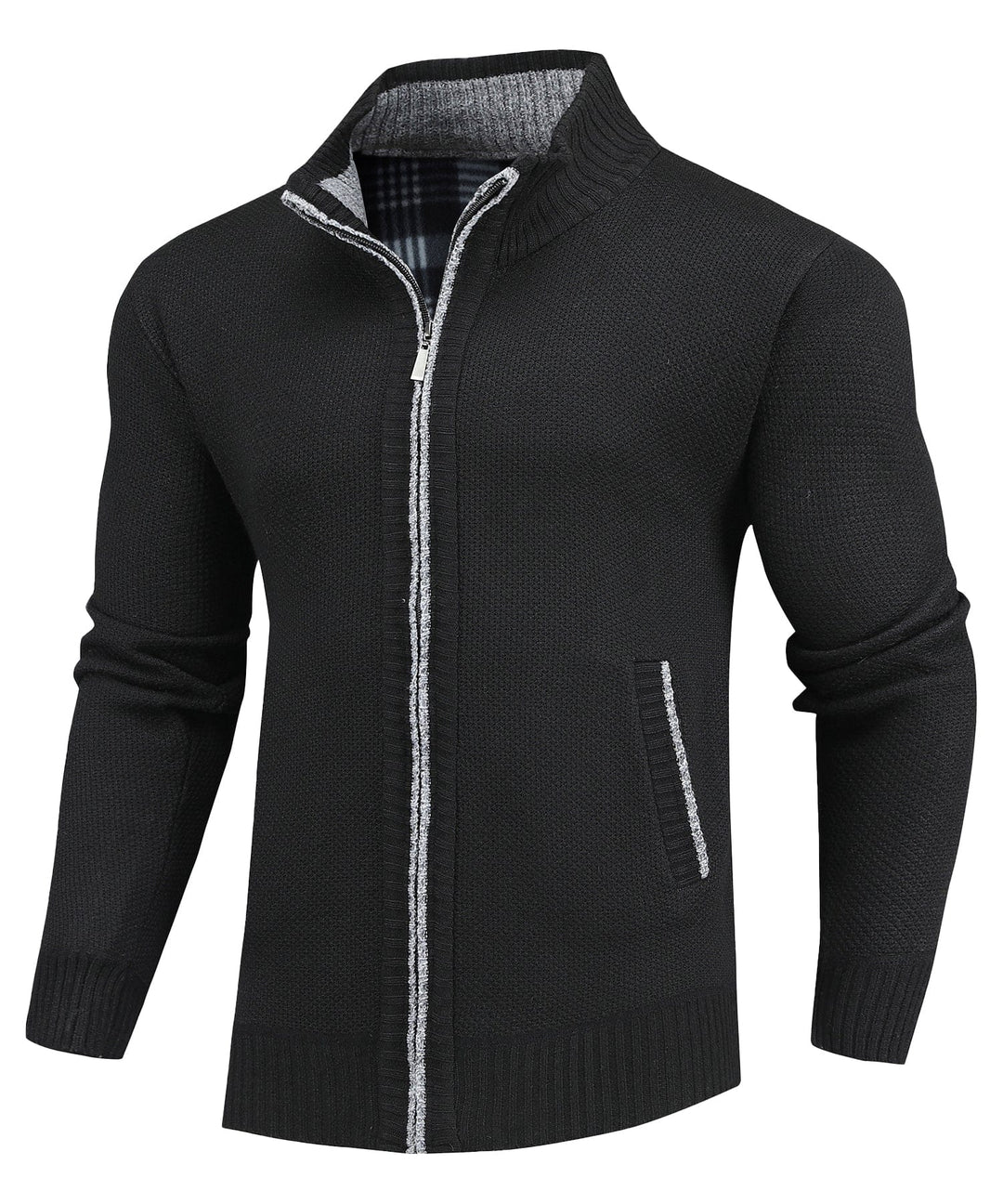 Durable men's flannel-lined full-zip sweater, great for layering during the winter season.