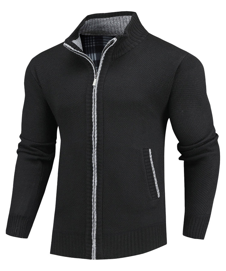 Durable men's flannel-lined full-zip sweater, great for layering during the winter season.