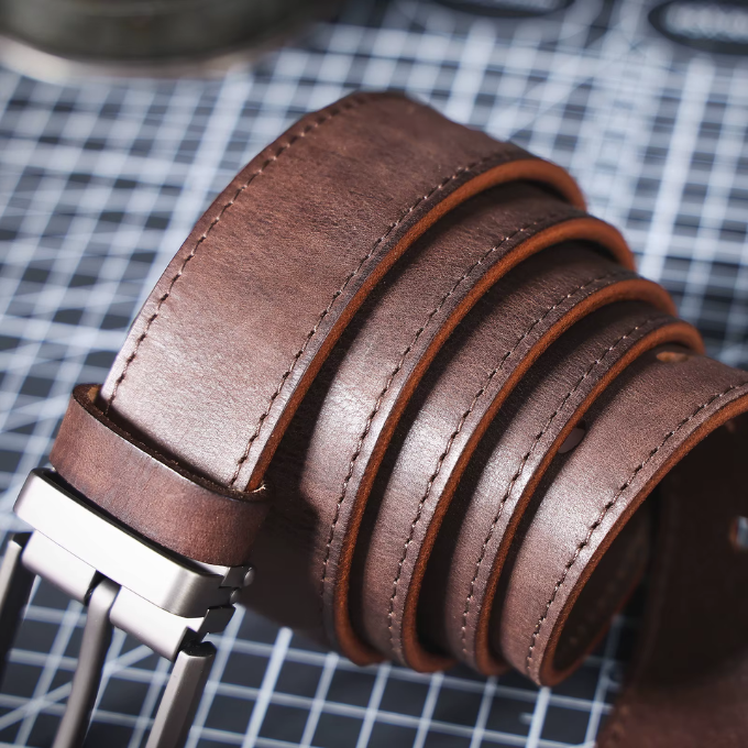 Men's rugged black full-grain leather belt, a timeless accessory for casual outfits