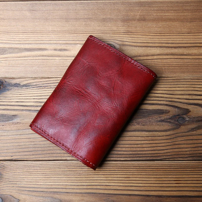 High-quality men's full-grain cowhide trifold leather wallet, timeless gift