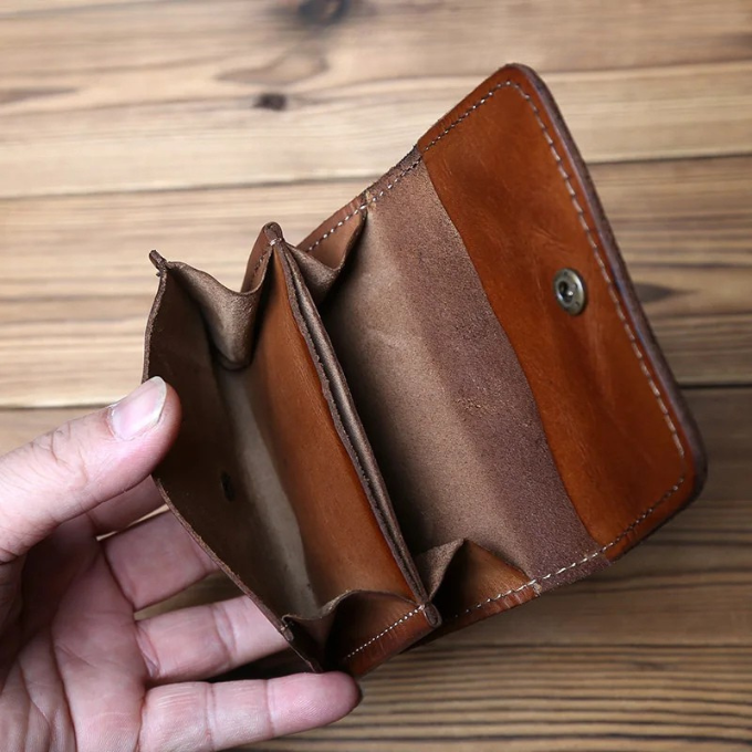 Rugged full-grain cowhide leather trifold wallet, built to last for men
