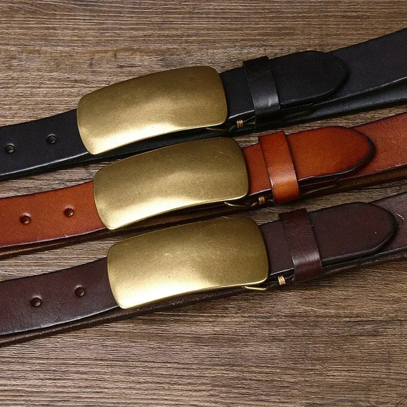Men's vintage style belt – full grain leather and a solid forged brass buckle. A timeless accessory.