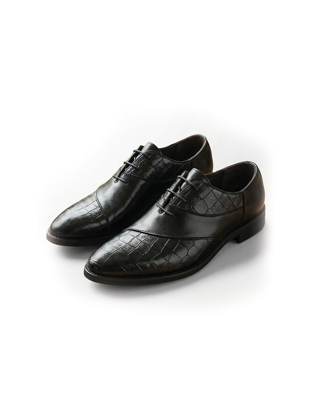 Men's genuine black leather Oxford dress shoes, classic style for formal and business wear