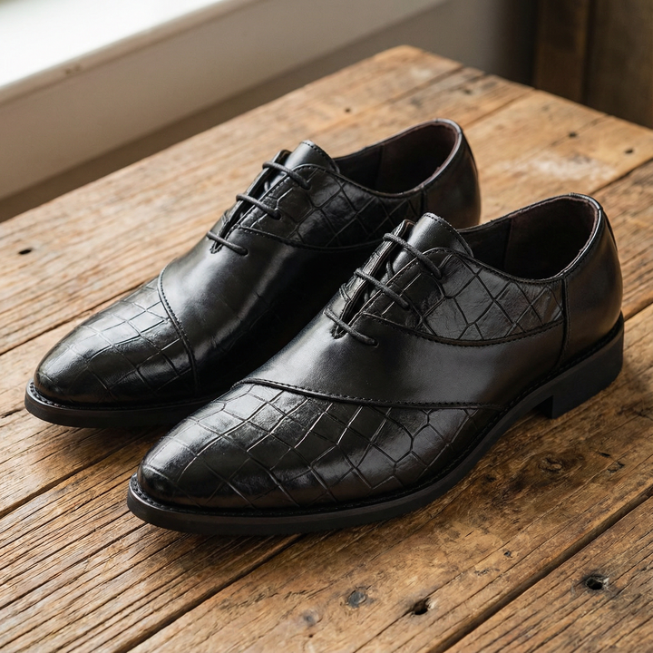 Brown genuine leather Oxford shoes for men, versatile formal footwear with classic design