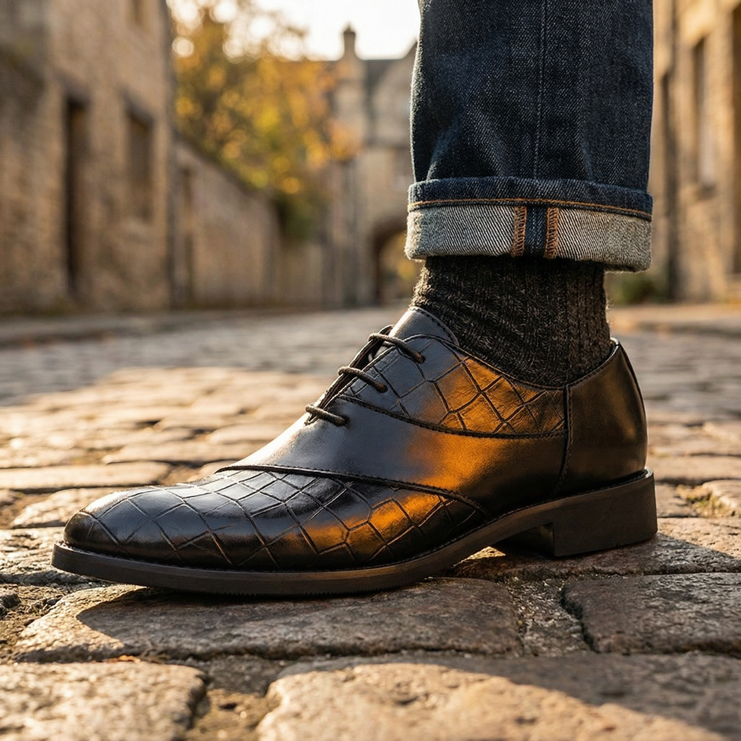 Men's polished genuine leather Oxford dress shoes, perfect for work or formal occasions