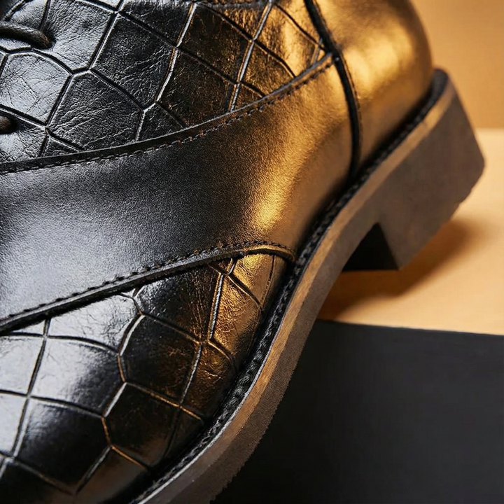 Pair of classic genuine leather Oxford shoes for men, ideal for business casual or formal wear