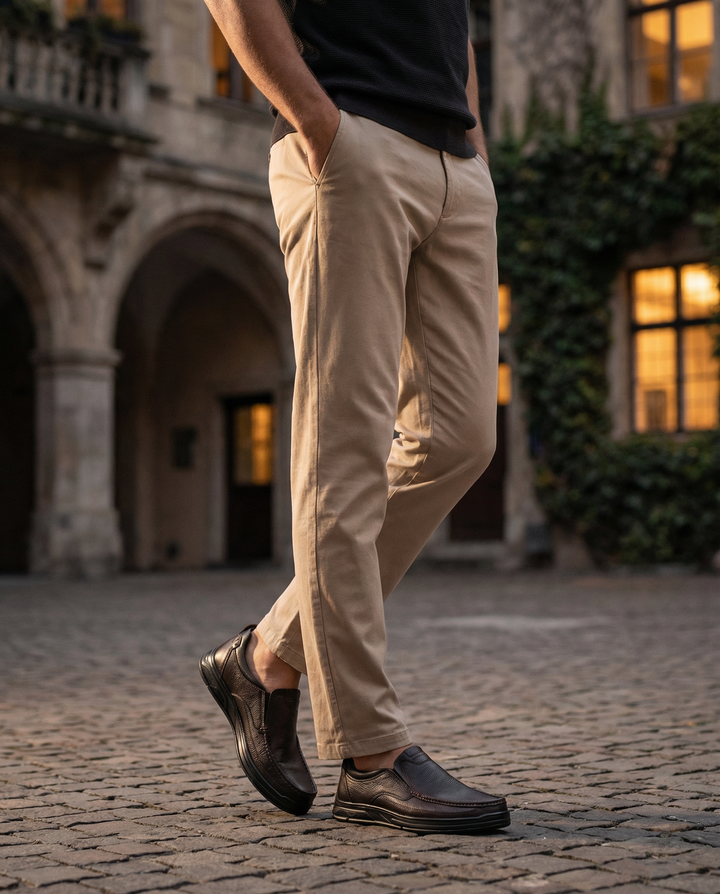 Pair of genuine leather slip-on loafers for men in dark brown, perfect for everyday fashion