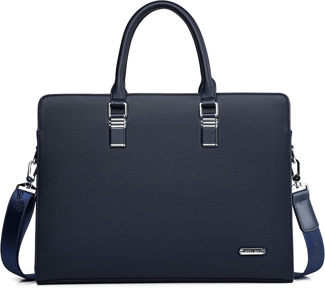 Men's genuine leather travel briefcase, ideal for laptops, documents & business essentials.