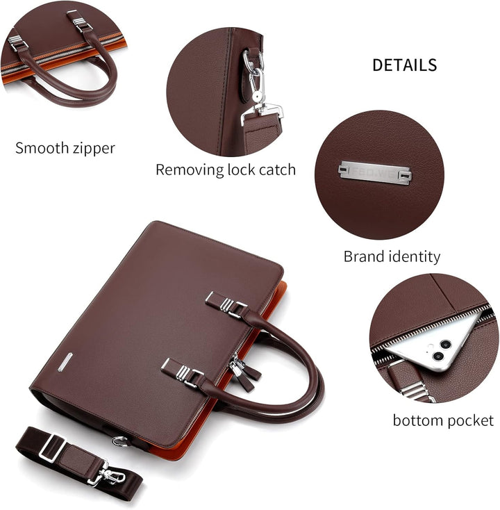 Professional man carrying genuine leather business brief, showcasing elegant style & comfort.