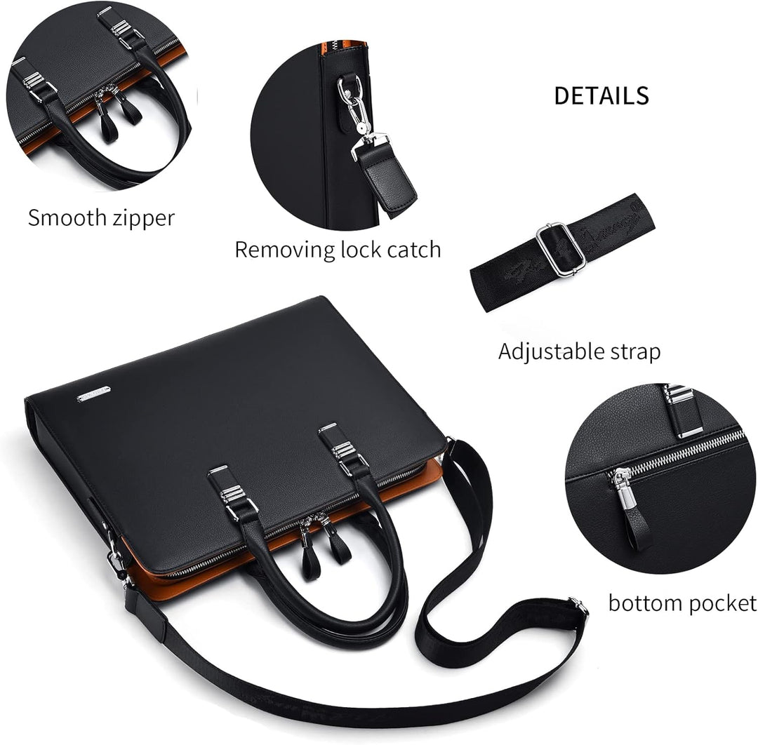 Men's leather briefcase for work, business meetings, and organized professional travel.
