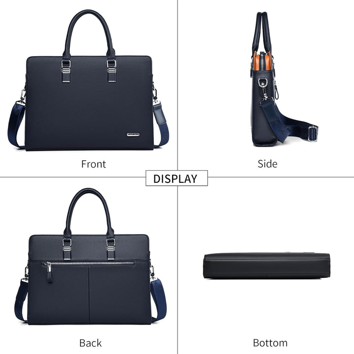 Durable men's genuine leather laptop bag, built for daily professional use and travel.