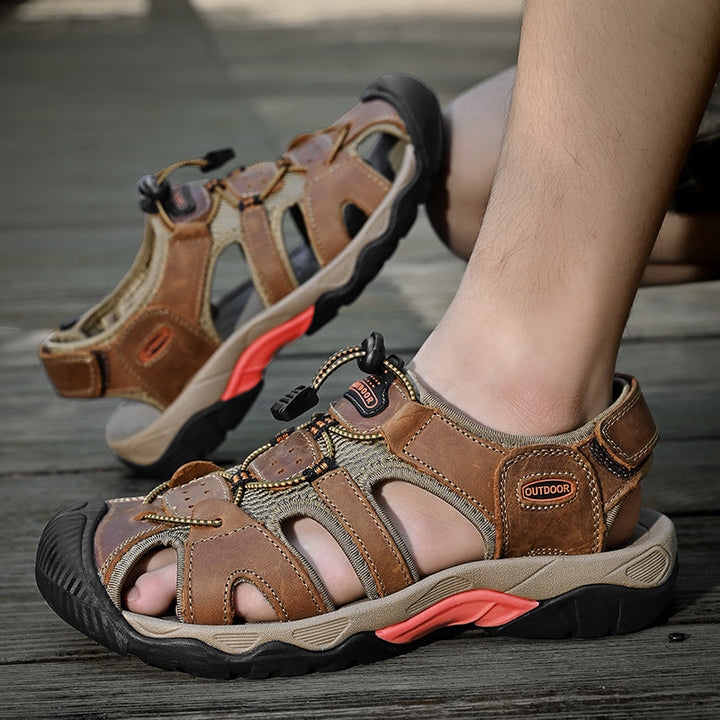 Men's casual leather footwear, fisherman style with premium genuine leather and arch support