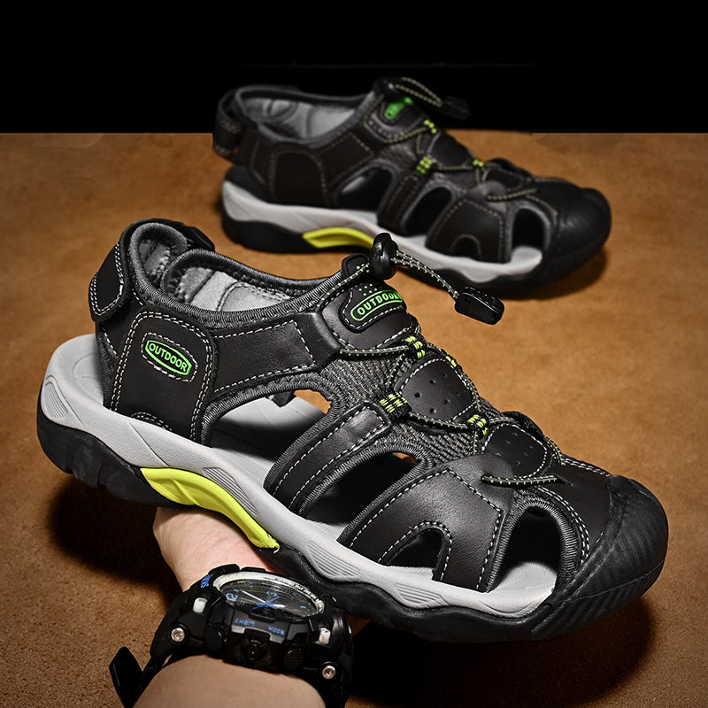Men's summer shoes: genuine leather fisherman sandals with therapeutic arch support