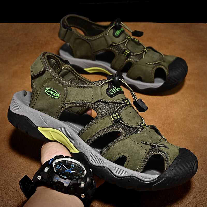 Men's versatile genuine leather fisherman sandals with strong arch support, for any casual event