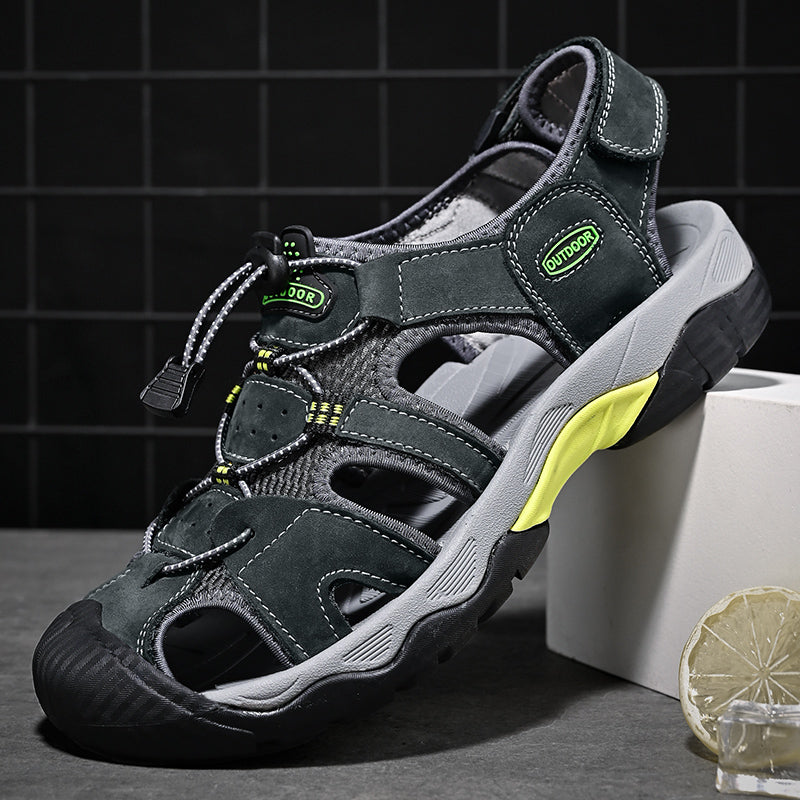 Summer essential: men's genuine leather fisherman sandals with advanced arch support for comfort