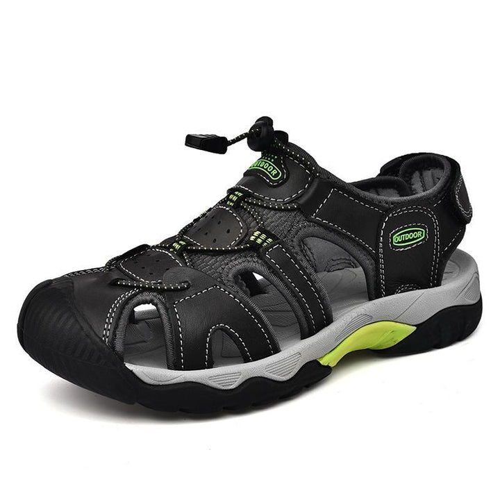 Men's genuine leather summer shoes, fisherman style, with ergonomic arch support for comfort