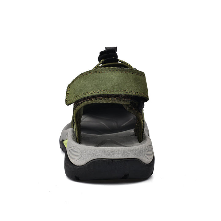 Men's arch support leather sandals, perfect for travel, made from genuine fisherman leather