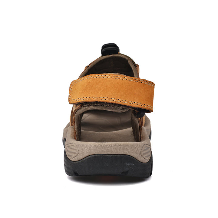 Men's robust genuine leather arch support fisherman sandals, perfect for beach or city