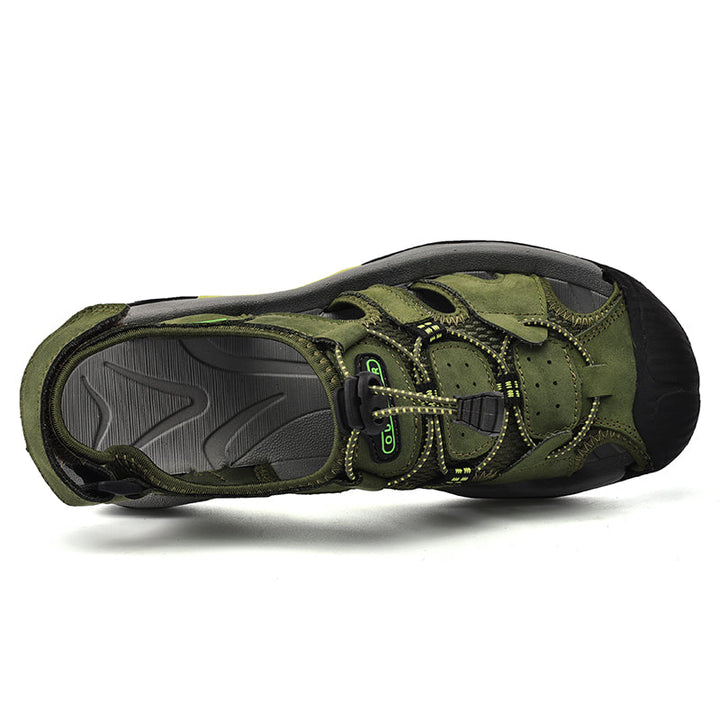 Men's arch support leather sandals, versatile fisherman design for all summer occasions