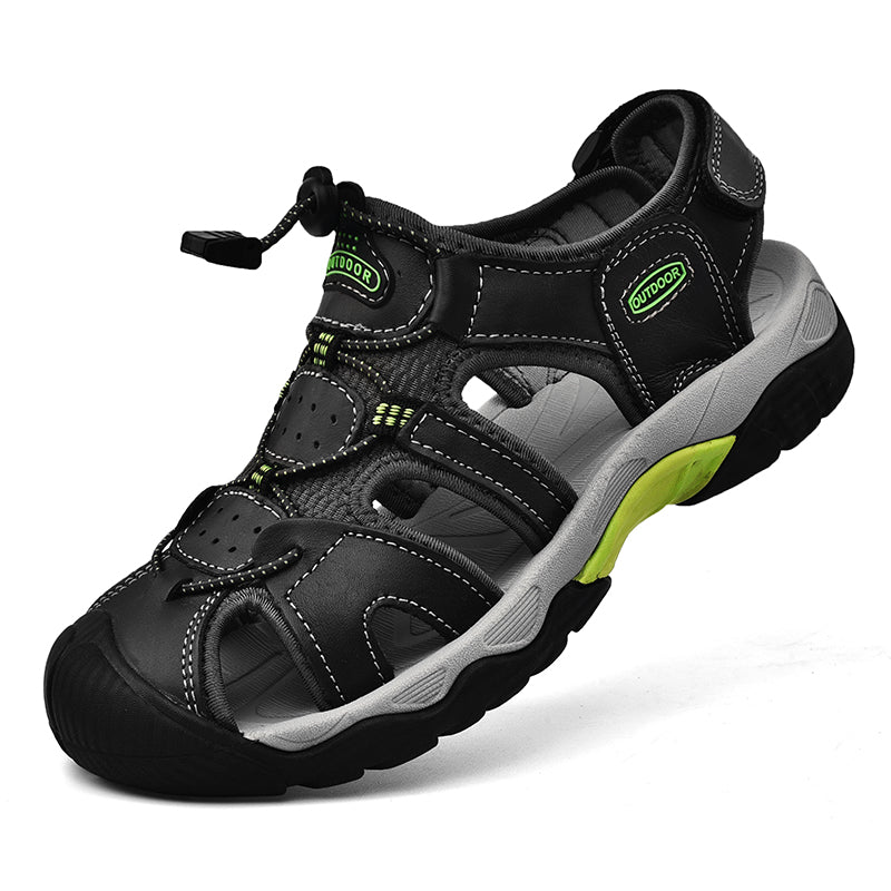 Men's classic genuine leather fisherman sandals with advanced arch support for foot health