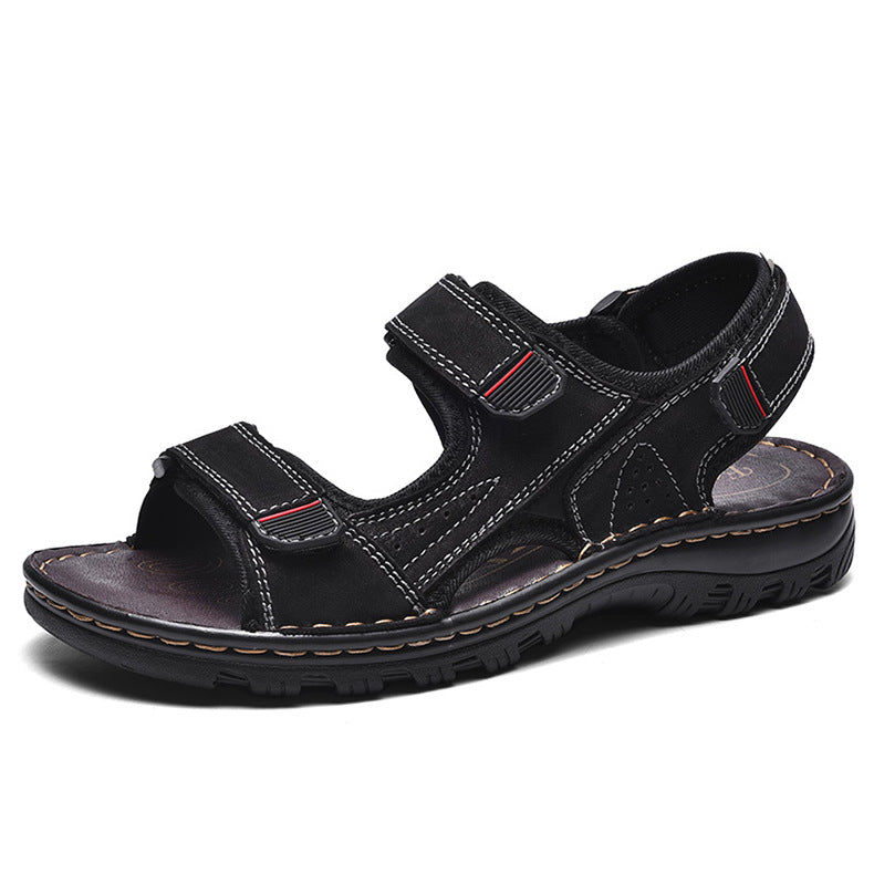 Adventure-ready men's outdoor leather sandals, open toe for breathability, great for sports