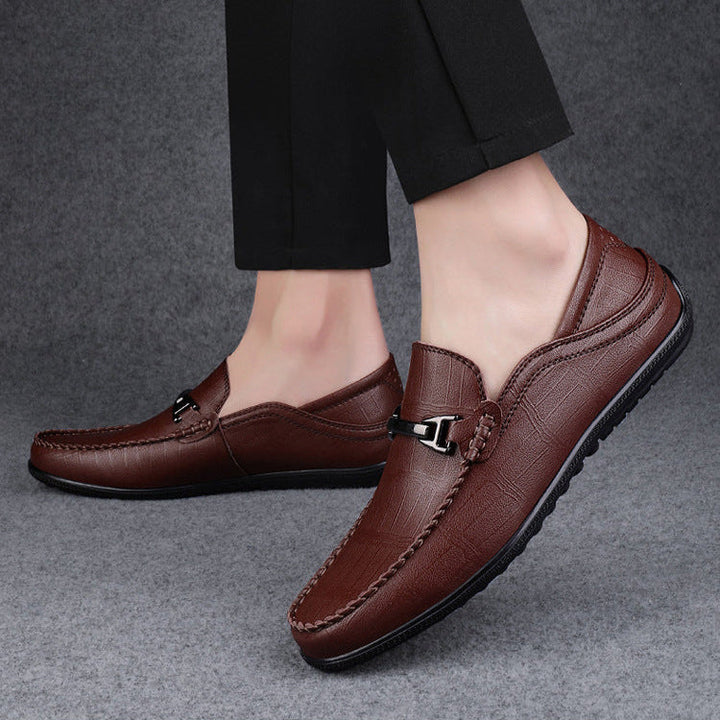 High-quality men's genuine leather slip-on loafers, stylish classic footwear