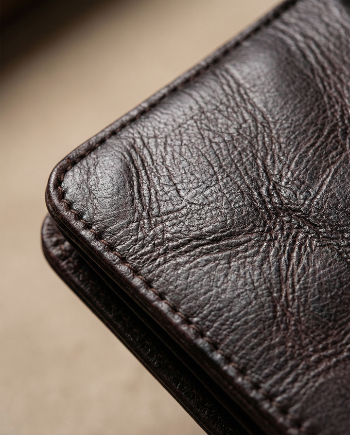 Stylish men's zip wallet made from authentic cowhide leather