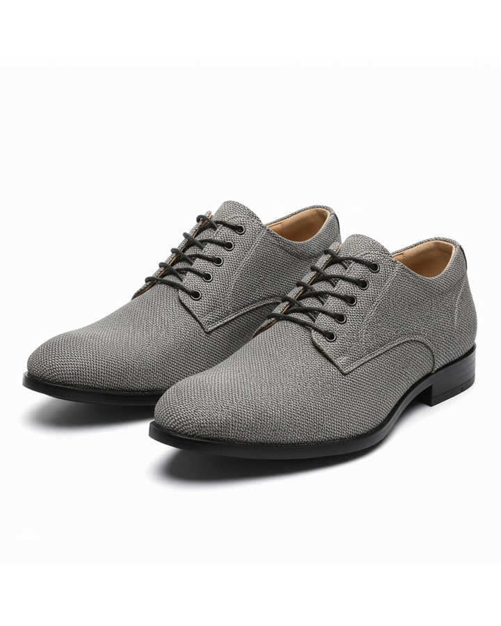 Men's gray woven derby shoes, elegant lace-up dress footwear for men's fashion