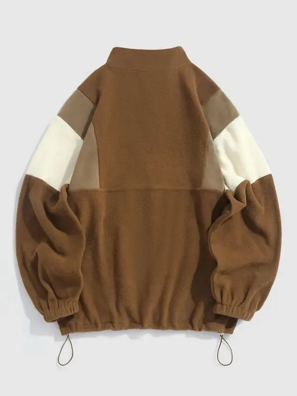 Men's half-zip pullover jacket, mock neck, cozy fleece, ideal for casual wear.