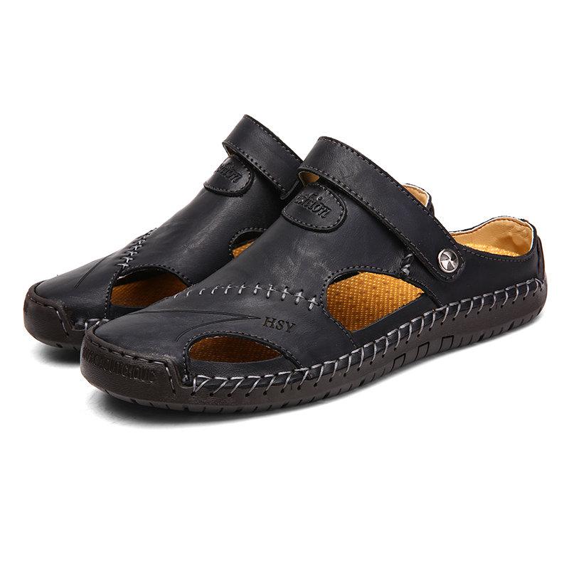 Bottom view of men's outdoor sandals showing the durable, soft sole for traction.