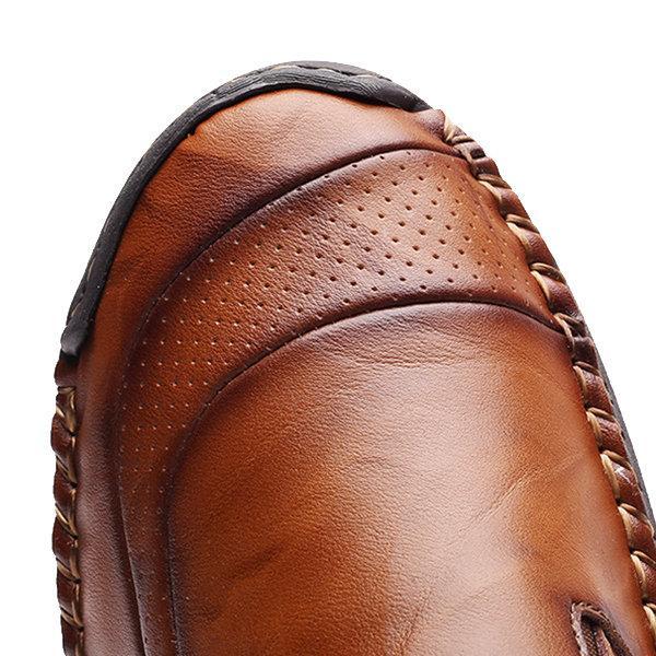 Men's fashion leather loafers, slip-on style, hand-stitched, practical zipper, versatile shoe