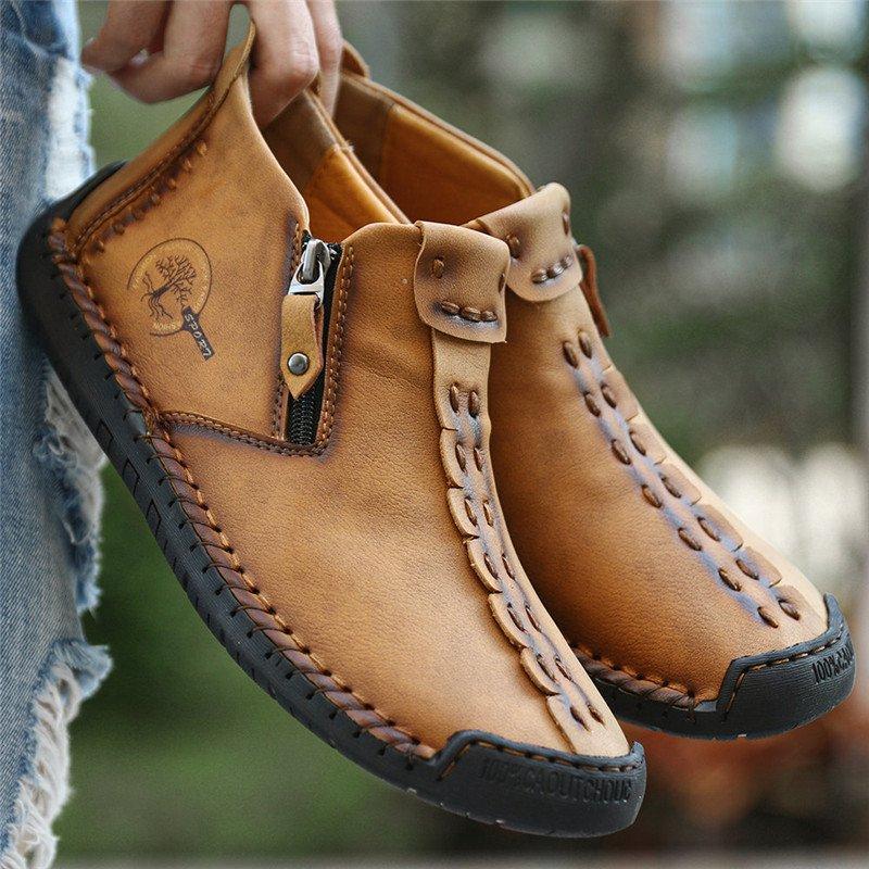 Men's Hand Stitched Leather Non-Slip Casual Boots