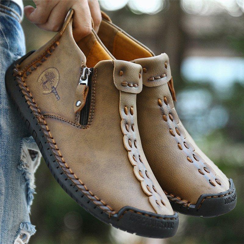 Men's Hand Stitched Leather Non-Slip Casual Boots