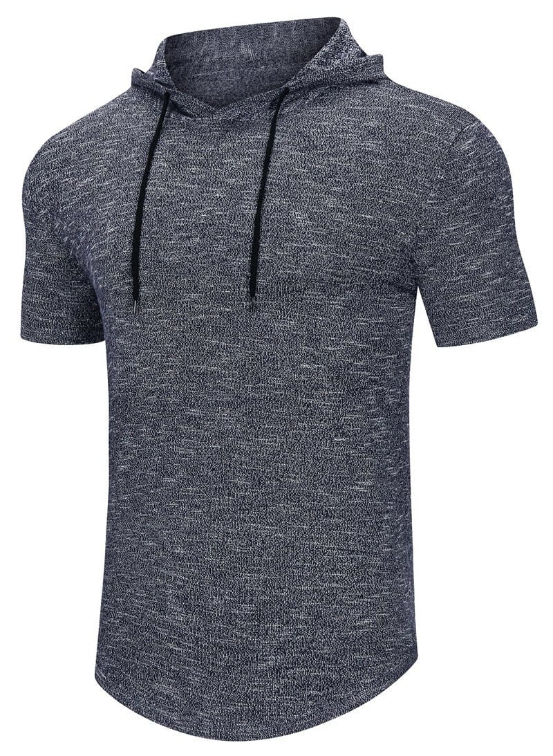 Man jogging outdoors wearing a red men's short-sleeve performance top, breathable and comfortable