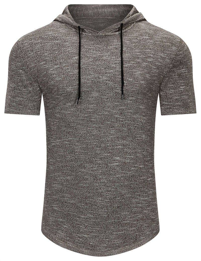 Men's white short-sleeve hoodie with drawstring, versatile casual top for active lifestyles