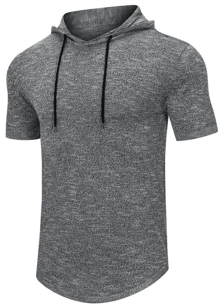 Men's short-sleeve hoodie in multiple colors stacked, offering various choices for athletic wear
